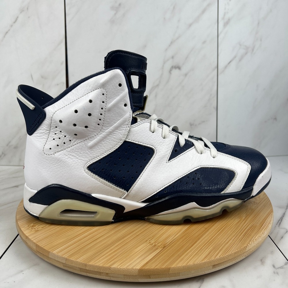 2012 Nike Air Jordan 6 Retro Olympic Mens Size 12.5 White Sneakers 384664-130